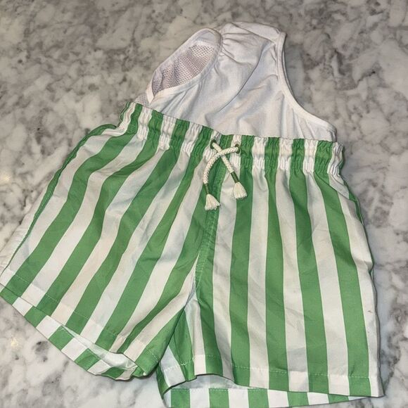 Zara Green & White Striped Swim Trunks 6/7Y - Picture 4 of 5